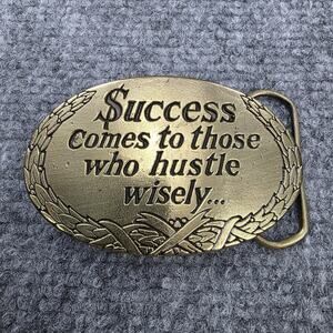 Vintage 1978 Great American Buckle Co Brass Belt Buckle Success Hustle Wise